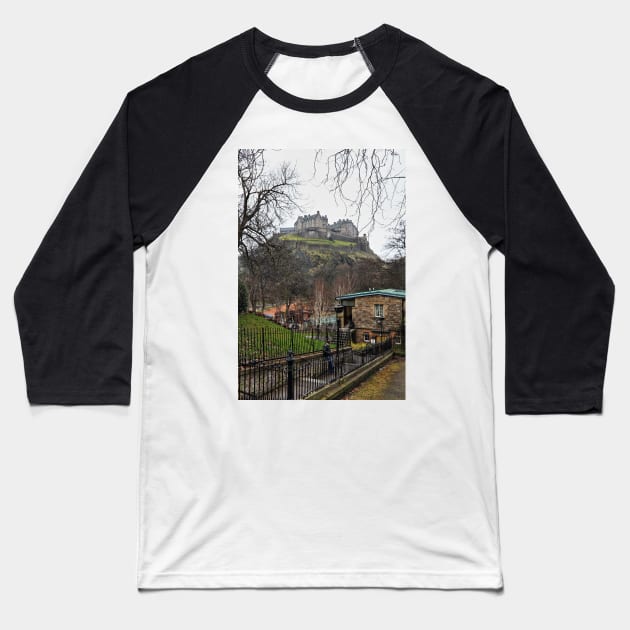 Edinburgh Castle (from Princes Street) - Scottland Baseball T-Shirt by holgermader